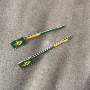 Brazil Flag hair pins